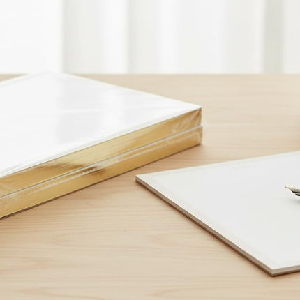 Bahazont Elegant Notes Premium Desktop Notepad, 10 x 8 Inch, Luxury Gold Foil Edge Writing Pad, White Paper with Decorative Border, 140 Sheets Each, 3-Pack