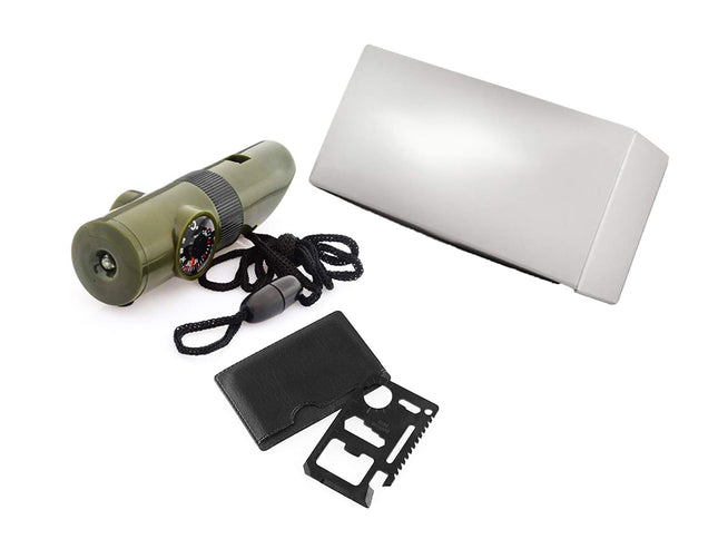 EZTEK Emergency Survival Tool, Flashlight, Mirror Compass, Safety Whistles, Credit Card Pocket Tool- Total 18 Function