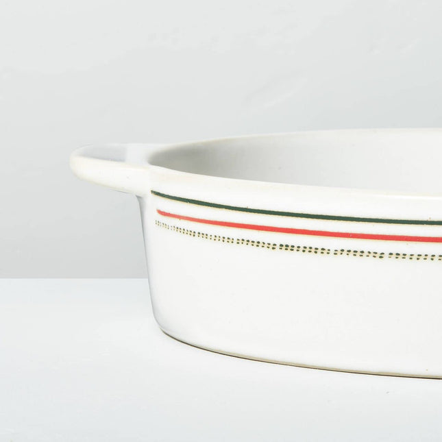 Hearth & Hand with Magnolia Holiday Stripes Stoneware Baking Dish Red/Green (Round)