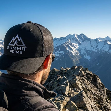 Summit Prime Baseball Hat - Premium Outdoor Snapback Cap, Adjustable Hiking Camping Baseball Hat for Men Women - Breathable Outdoor & Casual Headwear- One Size Black