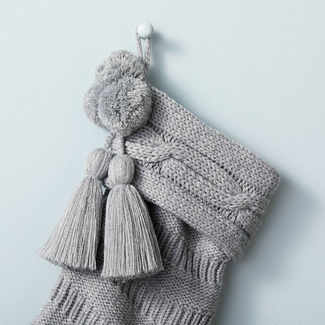 Hearth & Hand with Magnolia Holiday Stocking Collection (Gray Cable Knit)