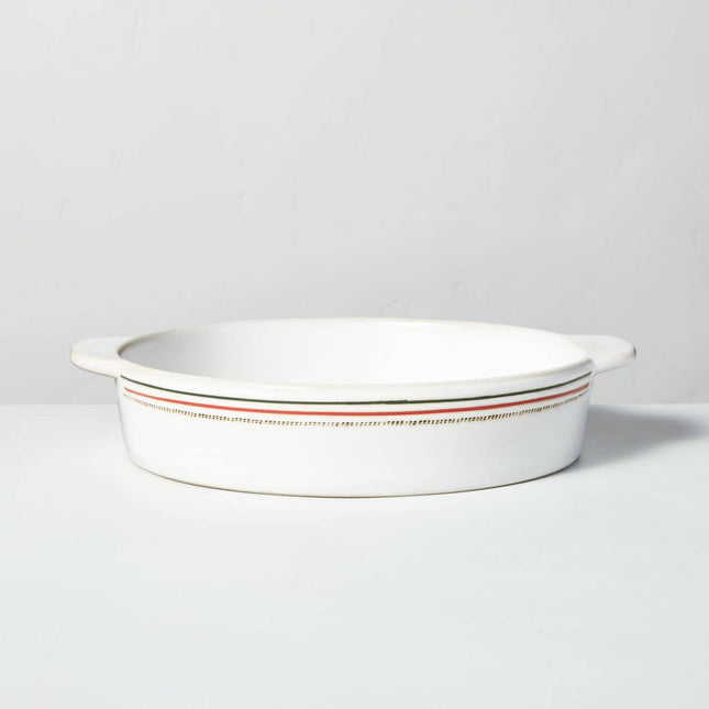 Hearth & Hand with Magnolia Holiday Stripes Stoneware Baking Dish Red/Green (Round)