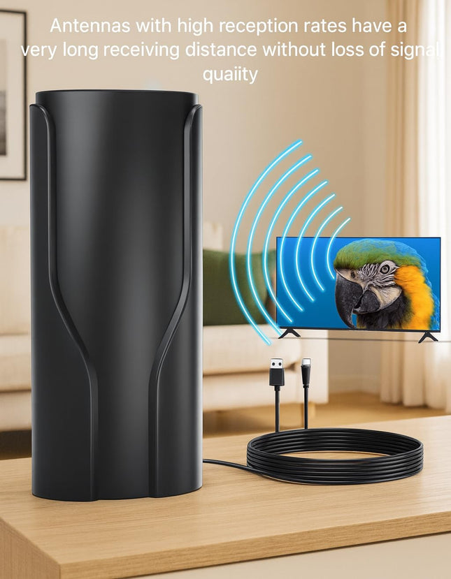 Indoor Digital HDTV Antenna with Signal Amplifier, 280 Mile Range, 4K 1080p Support, USB Powered, Long Distance Reception for Smart TVs and Older TVs