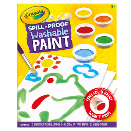 Crayola Spill Proof Paint Set - Toddler Stocking Stuffer, Washable Paint for Kids, Includes Paint Brush & Paper, No Drip, Less Mess Arts & Crafts, Ages 3+