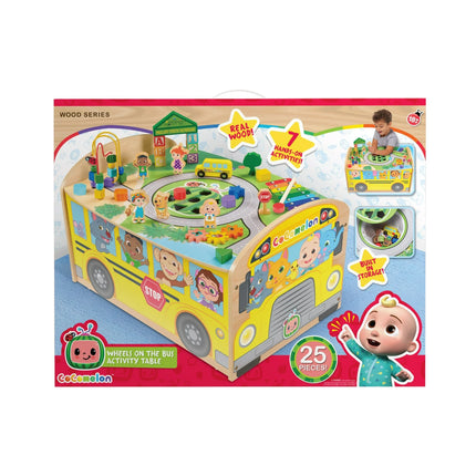 CoComelon Wheels on The Bus Wooden Activity Table, Recycled Wood, Officially