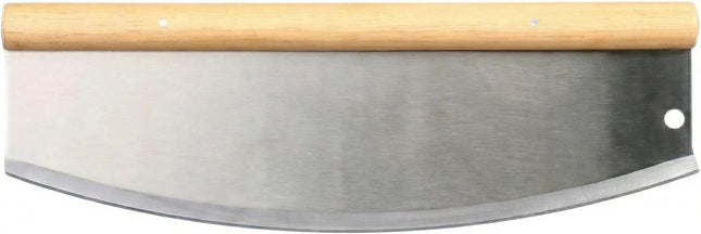 One Bite Stainless Steel Pizza Rocker Cutter with Wood Handle