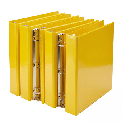Premium 1-Inch 3-Ring View Binder, PVC-Free Yellow, Durable Round Rings, Clear Pockets, Holds 220 Sheets, Heavy Duty for School Office Home, 6 Pack