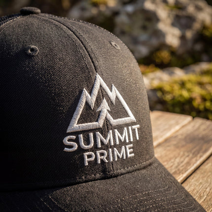 Summit Prime Baseball Hat - Premium Outdoor Snapback Cap, Adjustable Hiking Camping Baseball Hat for Men Women - Breathable Outdoor & Casual Headwear- One Size Black