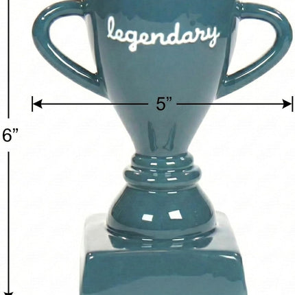 Legendary Ceramic Trophy Cup for Dad - Unique Desktop Organizer & Gift for Father's Day, Birthdays, and Special Occasions - Durable Teal Ceramic Design