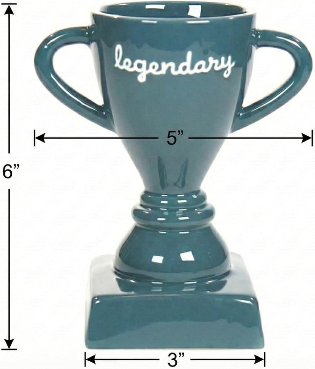 Legendary Ceramic Trophy Cup for Dad - Unique Desktop Organizer & Gift for Father's Day, Birthdays, and Special Occasions - Durable Teal Ceramic Design