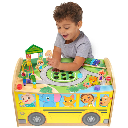 CoComelon Wheels on The Bus Wooden Activity Table, Recycled Wood, Officially