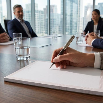 Bahazont Elegant Notes Premium Desktop Notepad, 10 x 8 Inch, Luxury Gold Foil Edge Writing Pad, White Paper with Decorative Border, 140 Sheets Each, 3-Pack