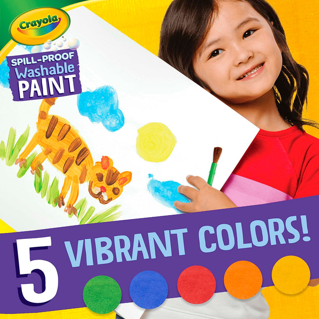 Crayola Spill Proof Paint Set - Toddler Stocking Stuffer, Washable Paint for Kids, Includes Paint Brush & Paper, No Drip, Less Mess Arts & Crafts, Ages 3+