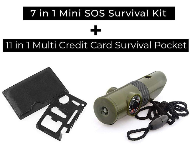 EZTEK Emergency Survival Tool, Flashlight, Mirror Compass, Safety Whistles, Credit Card Pocket Tool- Total 18 Function
