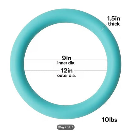 Exercise Weight Ring for Full Body Workout, 10 lb Resistance Training Ring Non-Slip Silicone Surface, 12 Inch Diameter, Teal Blue