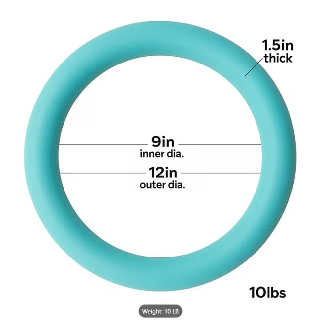 Exercise Weight Ring for Full Body Workout, 10 lb Resistance Training Ring Non-Slip Silicone Surface, 12 Inch Diameter, Teal Blue