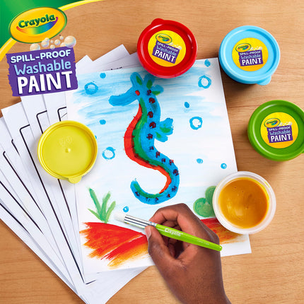 Crayola Spill Proof Paint Set - Toddler Stocking Stuffer, Washable Paint for Kids, Includes Paint Brush & Paper, No Drip, Less Mess Arts & Crafts, Ages 3+