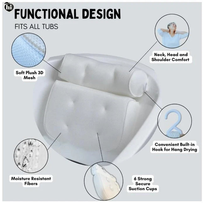 Hi Peach Layne Comfort Cloud Bath Pillow  White (1.76 lbs)