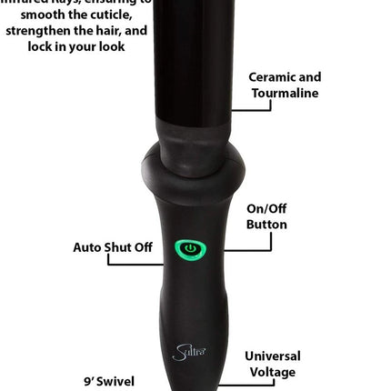 Sultra The Bombshell Rod Curling Iron, Oval Shaped with Protective Heat Glove,