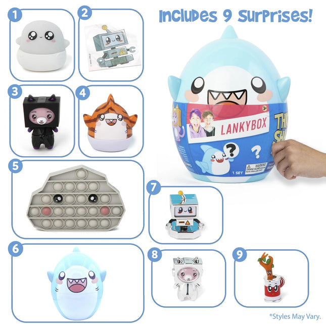 Giant Lankybox Thicc Shark Mystery Figure Set - 9 Pieces Surprise Accessories !!