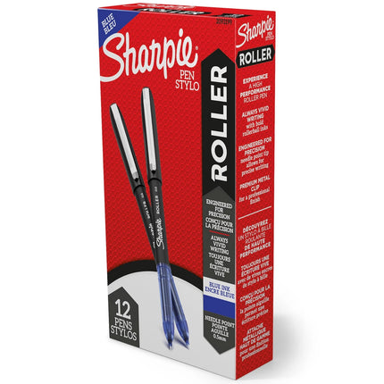 Sharpie Rollerball Pen Needle Point (0.5mm) Precision Pen Blue Ink 12 Count